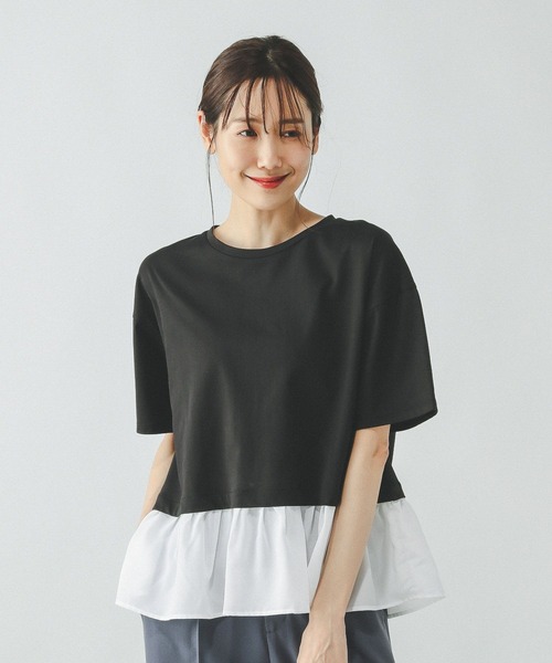 GLOBAL WORK(グローバルワーク)の「快適ドッキングプルオーバー/289380(Tシャツ/カットソー・レディース・ベージュ系その他/ブルー系その他3/ブラック系その他・MEDIUM/LARGE)」の2枚目の写真
