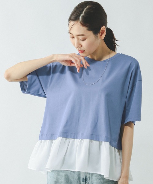 GLOBAL WORK(グローバルワーク)の「快適ドッキングプルオーバー/289380(Tシャツ/カットソー・レディース・ベージュ系その他/ブルー系その他3/ブラック系その他・MEDIUM/LARGE)」の3枚目の写真