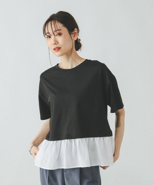 GLOBAL WORK(グローバルワーク)の「快適ドッキングプルオーバー/289380(Tシャツ/カットソー・レディース・ベージュ系その他/ブルー系その他3/ブラック系その他・MEDIUM/LARGE)」の6枚目の写真