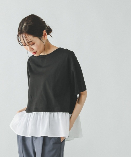 GLOBAL WORK(グローバルワーク)の「快適ドッキングプルオーバー/289380(Tシャツ/カットソー・レディース・ベージュ系その他/ブルー系その他3/ブラック系その他・MEDIUM/LARGE)」の7枚目の写真