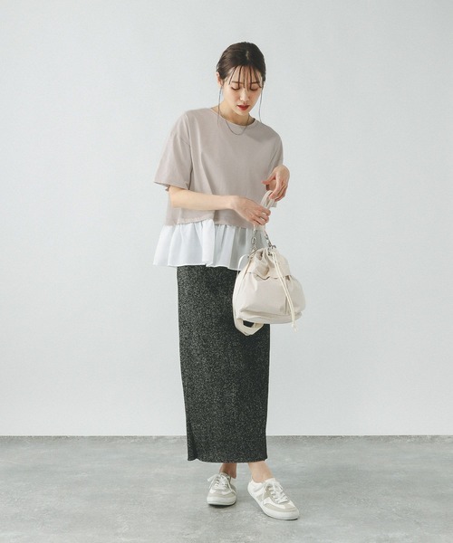 GLOBAL WORK(グローバルワーク)の「快適ドッキングプルオーバー/289380(Tシャツ/カットソー・レディース・ベージュ系その他/ブルー系その他3/ブラック系その他・MEDIUM/LARGE)」の9枚目の写真