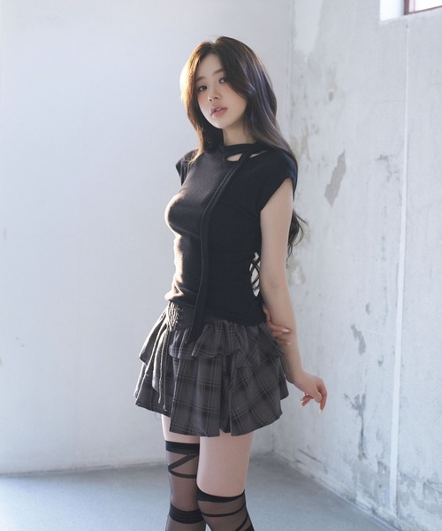 VEILA(ヴェイラ)の「長めリボンカットソーTシャツ(Tシャツ/カットソー・レディース・アイボリー/ブラック・フリー/M/L/S)」の17枚目の写真