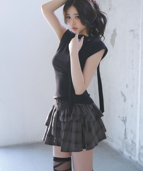 VEILA(ヴェイラ)の「長めリボンカットソーTシャツ(Tシャツ/カットソー・レディース・アイボリー/ブラック・フリー/M/L/S)」の18枚目の写真