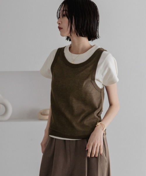 LOWRYS FARM（ローリーズファーム）の「タンクレイヤードＳＥＴＴシャツ　323074（Tシャツ/カットソー・レディース・ブラウン/イエロー/ブラック・FREE）」の3枚目の写真