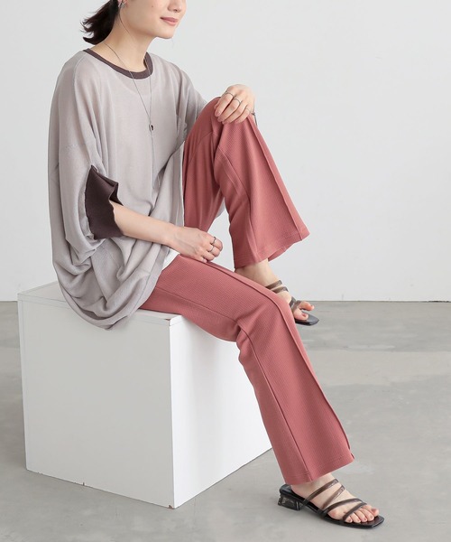n'OrLABEL(ノアールレーベル)の「【接触冷感】カットソーフレアパンツ(その他パンツ・レディース・ブラック/グレイッシュベージュ/コーラル・2/1)」の12枚目の写真