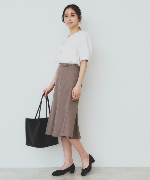 index（インデックス）の「◆麻調マーメイドフレアスカート【洗濯機洗い可／吸水速乾／防シワ／イージーアイロン】（スカート・レディース・ブラック/サンドベージュ/ブラウン系/チャコール・40/38/42/36）」の15枚目の写真