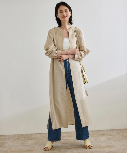 ROPE'(ロペ)の「【WEB・一部店舗限定】フロントオープンシャツワンピース/洗える(ワンピース・レディース・チャコールグレー/ベージュ・FREE)」の1枚目の写真
