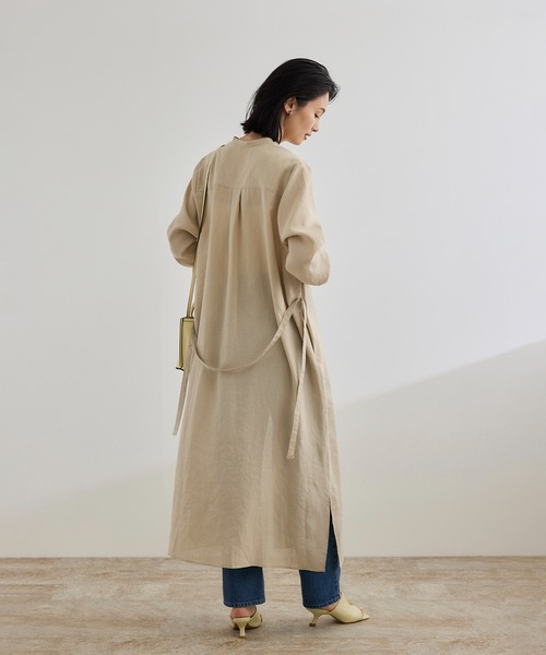 ROPE'(ロペ)の「【WEB・一部店舗限定】フロントオープンシャツワンピース/洗える(ワンピース・レディース・チャコールグレー/ベージュ・FREE)」の10枚目の写真