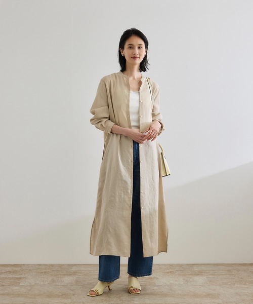 ROPE'(ロペ)の「【WEB・一部店舗限定】フロントオープンシャツワンピース/洗える(ワンピース・レディース・チャコールグレー/ベージュ・FREE)」の14枚目の写真