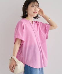 美品　ユナイテッドアローズ　リネン長袖シャツ　スキッパー襟　40　ピンク　麻 美品 ユナイテッドアローズ リネン長袖シャツ スキッパー襟 40