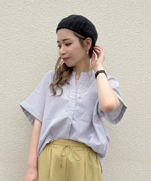 新品／JOURNAL STANDARD　リネン混フレンチスリーブスキッパーシャツ 新品／JOURNAL STANDARD リネン混フレンチスリーブスキッパー