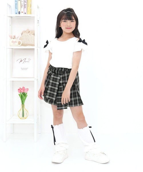 Bee des Bee(ビーデスビー)の「チェックシャツ風スカート(スカート・キッズ・ピンク/ブラック/パープル・150cm/140cm/120cm/110cm/130cm/100cm)」の5枚目の写真