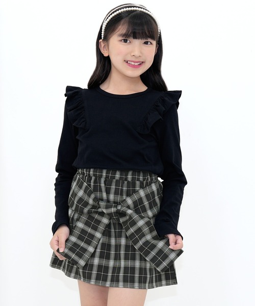 Bee des Bee(ビーデスビー)の「チェックシャツ風スカート(スカート・キッズ・ピンク/ブラック/パープル・150cm/140cm/120cm/110cm/130cm/100cm)」の8枚目の写真