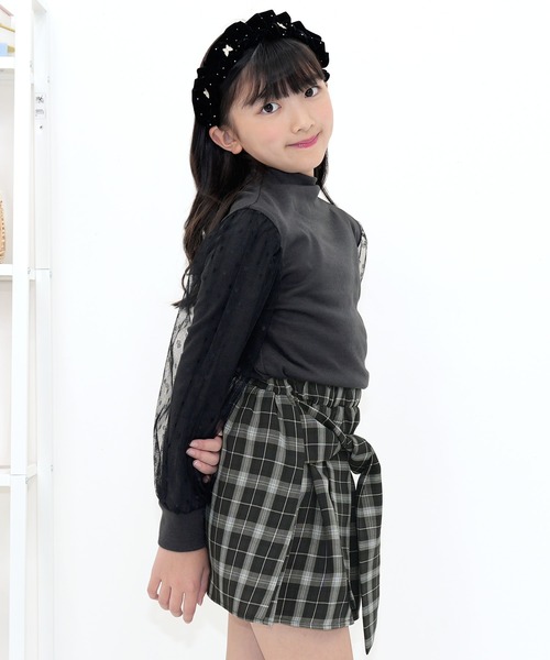 Bee des Bee(ビーデスビー)の「チェックシャツ風スカート(スカート・キッズ・ピンク/ブラック/パープル・150cm/140cm/120cm/110cm/130cm/100cm)」の9枚目の写真