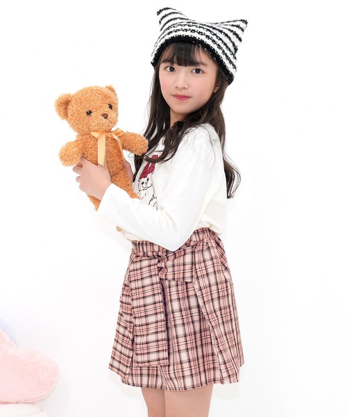 Bee des Bee(ビーデスビー)の「チェックシャツ風スカート(スカート・キッズ・ピンク/ブラック/パープル・150cm/140cm/120cm/110cm/130cm/100cm)」の18枚目の写真