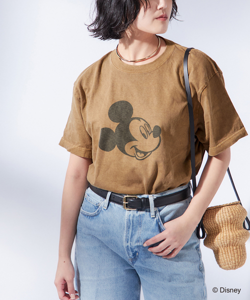 journal standard L'essage(ジャーナルスタンダードレサージュ)の「《追加3》【MICKEY】ピグメントTシャツ(Tシャツ/カットソー・レディース・ベージュ/ブラウン/ホワイト・FREE)」の2枚目の写真