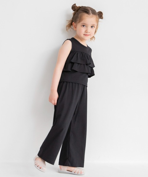 BRANSHES(ブランシェス)の「【WEB限定】ノースリーブフリルセットアップ(セットアップ・キッズ・グレイッシュベージュ/ブラック・150/130/140/120/110/100)」の2枚目の写真