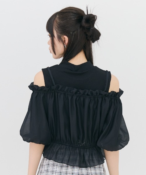 ブラウス シャツ オフショルブラウス×ノースリーブニット レディース オフショルブラウス×ノースリーブニット（シャツ/ブラウス