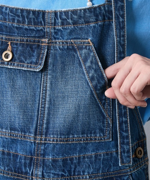 CHIC STYLE(シックスタイル)の「綿100%デニムオーバーオール<大きいサイズ有>シックスタイル(サロペット/オーバーオール・レディース・ブルー系/ブラック系・M/L/LL/3L/4L/5L)」の10枚目の写真