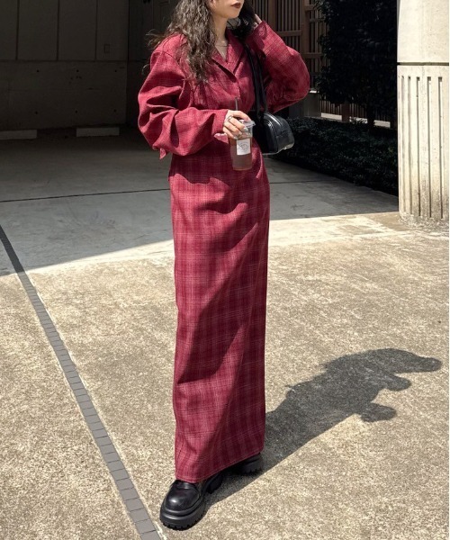 Ameri（アメリ）の「LACEY CHECK PUFF DRESS（ワンピース）」 - WEAR