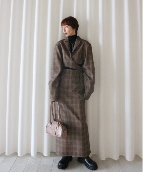 AMERI WAIST CROSS CHECK DRESS ブラウン Mサイズ WAIST CROSS CHECK DRESS（ワンピース）｜Ameri（アメリ）の