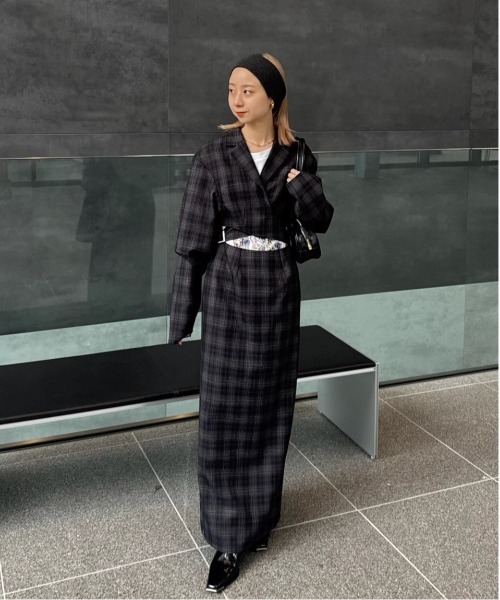 AMERI WAIST CROSS CHECK DRESS 先行予約限定TL AMERI WAIST CROSS CHECK DRESS 先行予約限定TL