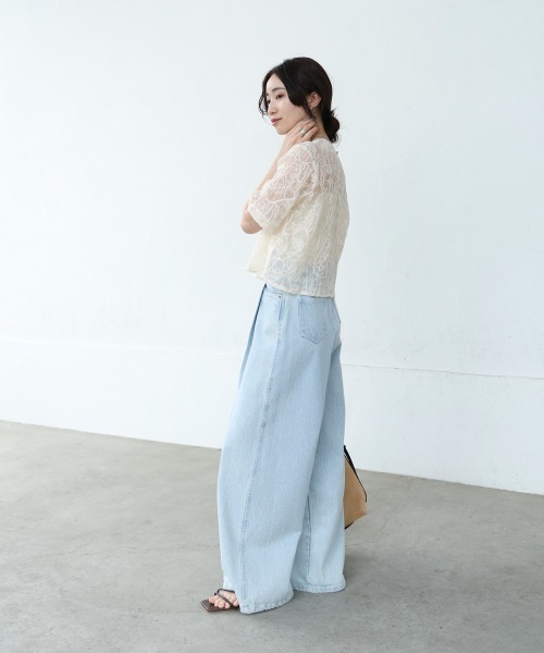 Bab(バブ)の「コード刺繍オーガンジーブラウス(シャツ/ブラウス・レディース・ホワイト系その他/ブラック・M)」の5枚目の写真