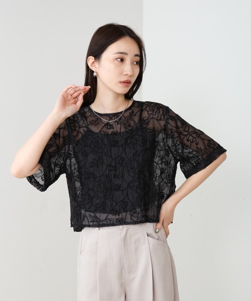 Bab(バブ)の「コード刺繍オーガンジーブラウス(シャツ/ブラウス・レディース・ホワイト系その他/ブラック・M)」の18枚目の写真
