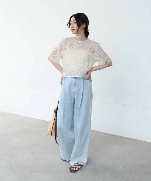 Bab(バブ)の「コード刺繍オーガンジーブラウス(シャツ/ブラウス・レディース・ホワイト系その他/ブラック・M)」の14枚目の写真