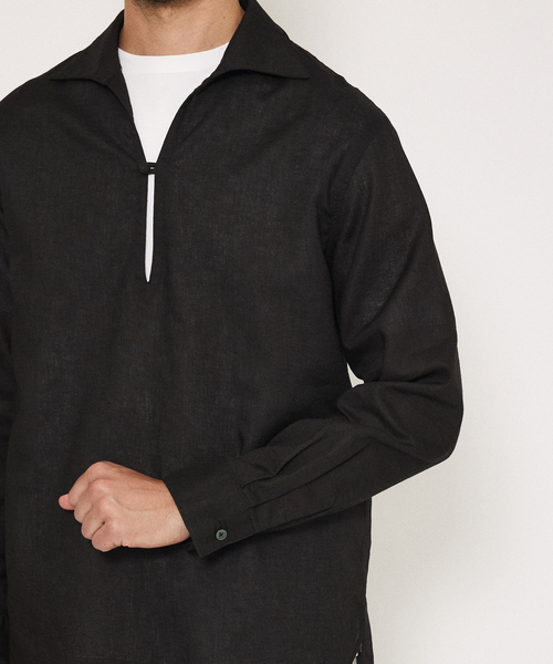 DESIGNWORKS(デザインワークス)の「リネン ワンピースカラー プルオーバーシャツ(シャツ/ブラウス・メンズ・ブラック/インディゴブルー/ホワイト・46/48/50)」の8枚目の写真