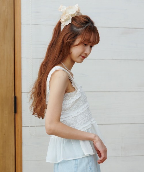 flower(フラワー)の「サニーレースビスチェ(キャミソール・レディース・ホワイト/ブラック・FREE)」の3枚目の写真