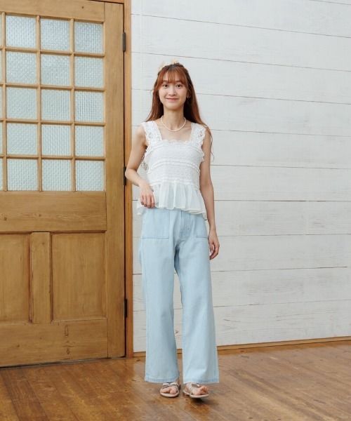 flower(フラワー)の「サニーレースビスチェ(キャミソール・レディース・ホワイト/ブラック・FREE)」の5枚目の写真