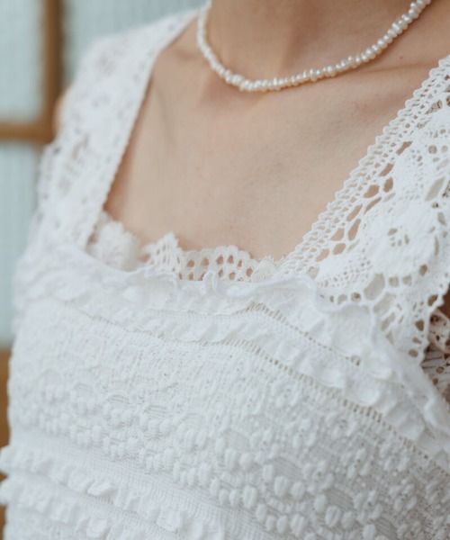 flower(フラワー)の「サニーレースビスチェ(キャミソール・レディース・ホワイト/ブラック・FREE)」の8枚目の写真