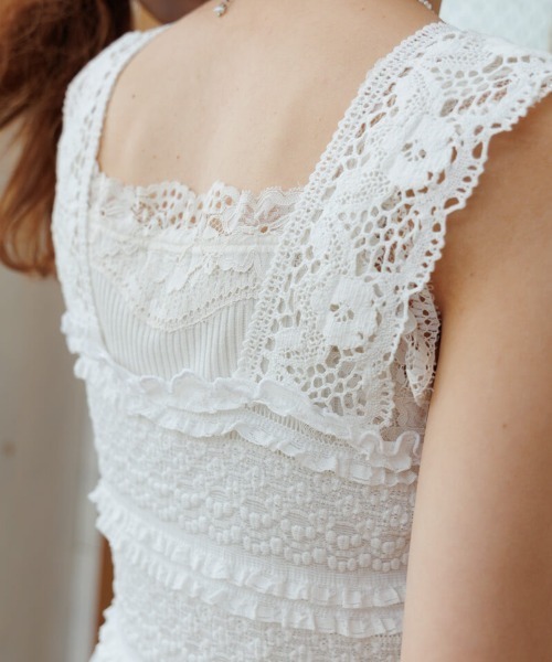 flower(フラワー)の「サニーレースビスチェ(キャミソール・レディース・ホワイト/ブラック・FREE)」の9枚目の写真