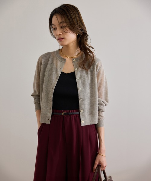 ROPE'（ロペ）の「【洗える】LEVITAクルーネックシアーカーディガン（カーディガン/ボレロ・レディース・ベージュ系その他/ブラック・FREE）」の3枚目の写真