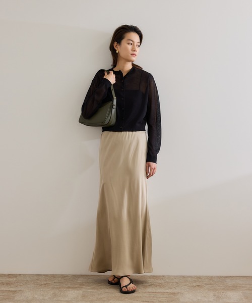 ROPE'（ロペ）の「【洗える】LEVITAクルーネックシアーカーディガン（カーディガン/ボレロ・レディース・ベージュ系その他/ブラック・FREE）」の15枚目の写真