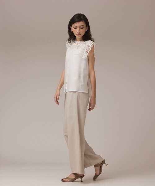 GRACE CONTINENTAL（グレースコンチネンタル）の「カラミタックワイドパンツ（その他パンツ・レディース・カーキ/ベージュ・38/36）」の4枚目の写真