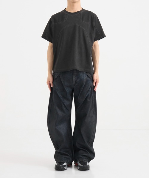 CONZ(コンズ)の「パネルハーフスリーブTEE(Tシャツ/カットソー・メンズ・ブラック/グレー/ダークグレー/ライトブルーグレー/ホワイト系その他・1/2/3)」の9枚目の写真