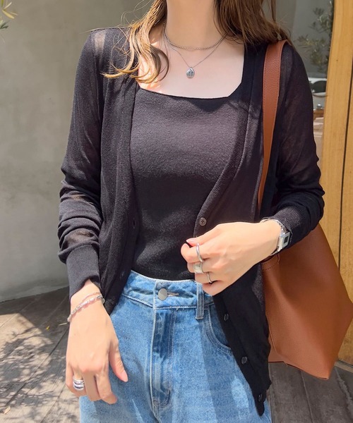 KOBE LETTUCE（コウベレタス）の「[ M/L/XL 接触冷感 ] ベーシックシアーニットカーディガン（カーディガン/ボレロ・レディース・ブラック/ライトグレー/アイボリー/ピンク・XL/M/L）」の20枚目の写真