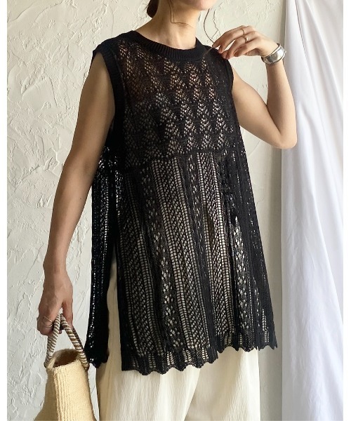 eimy istoire - シェリエ フレンチスリーブニットトップス ブラック！！ フレンチスリーブニット(F DARK BROWN): トップス｜PMbox P&M