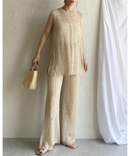 She's Closet(シーズクローゼット)の「フレンチスリーブクロシェ透かし編みニットトップス(ニット/セーター・レディース・ベージュ/チャコールグレー/ブラック・FREE)」の6枚目の写真