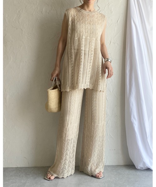 She's Closet(シーズクローゼット)の「フレンチスリーブクロシェ透かし編みニットトップス(ニット/セーター・レディース・ベージュ/チャコールグレー/ブラック・FREE)」の7枚目の写真