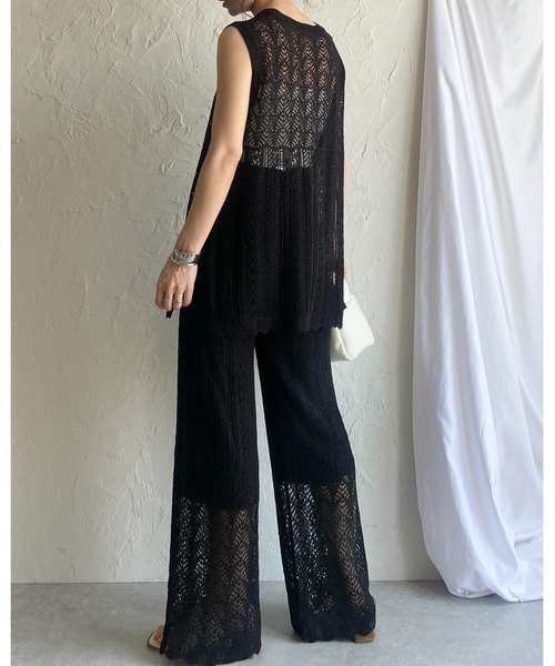 She's Closet(シーズクローゼット)の「フレンチスリーブクロシェ透かし編みニットトップス(ニット/セーター・レディース・ベージュ/チャコールグレー/ブラック・FREE)」の8枚目の写真