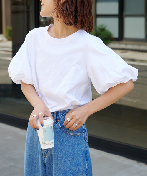 OUTDOOR PRODUCTS(アウトドアプロダクツ)の「バルーンスリーブ プルオーバー(Tシャツ/カットソー・レディース・ブラック/ホワイト/キャメル・FREE)」の1枚目の写真