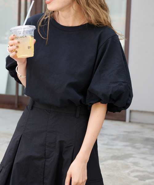 OUTDOOR PRODUCTS(アウトドアプロダクツ)の「バルーンスリーブ プルオーバー(Tシャツ/カットソー・レディース・ブラック/ホワイト/キャメル・FREE)」の9枚目の写真