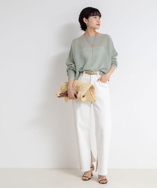 NOLLEY’S(ノーリーズ)の「《手洗い可能》ドライメッシュショートプルオーバーニット(ニット/セーター・レディース・ミント/ボルドー/ブラック・FREE)」の11枚目の写真