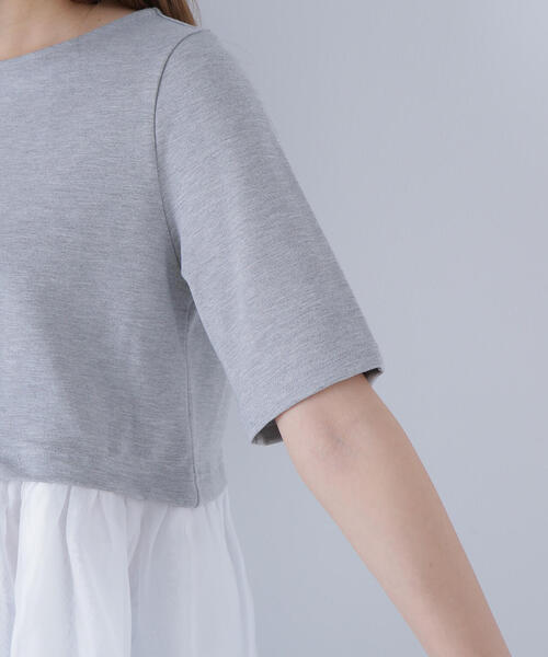 NATURAL BEAUTY BASIC(ナチュラルビューティーベーシック)の「◇シフォンドッキングペプラムカットソー(Tシャツ/カットソー・レディース・グレー系その他/ブラック/オフホワイト・FREE)」の20枚目の写真