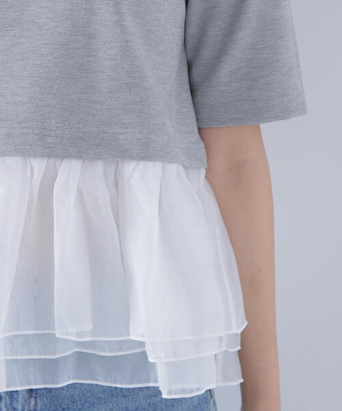 NATURAL BEAUTY BASIC(ナチュラルビューティーベーシック)の「◇シフォンドッキングペプラムカットソー(Tシャツ/カットソー・レディース・グレー系その他/ブラック/オフホワイト・FREE)」の21枚目の写真