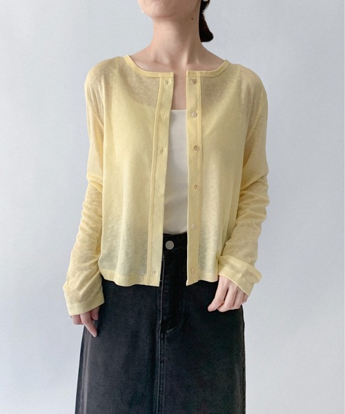 on:nue（オンニュ）の「【on:nue】[選べる8色展開] [接触冷感] 接触冷感シアーカーディガン（カーディガン/ボレロ・レディース・ブルー/グレー/イエロー/ネイビー/ダークグレー/ホワイト/ブラック/アイボリー・FREE）」の8枚目の写真