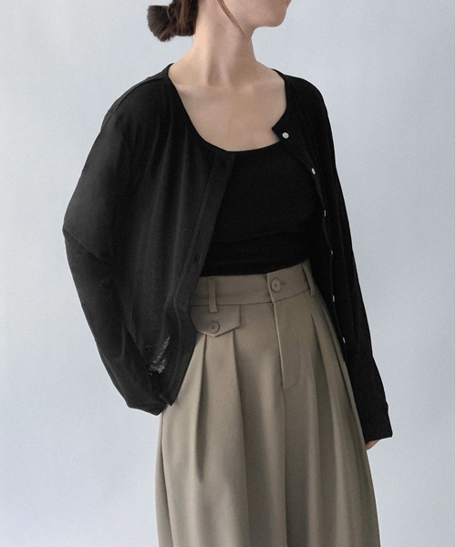 on:nue（オンニュ）の「【on:nue】[選べる8色展開] [接触冷感] 接触冷感シアーカーディガン（カーディガン/ボレロ・レディース・ブルー/グレー/イエロー/ネイビー/ダークグレー/ホワイト/ブラック/アイボリー・FREE）」の3枚目の写真